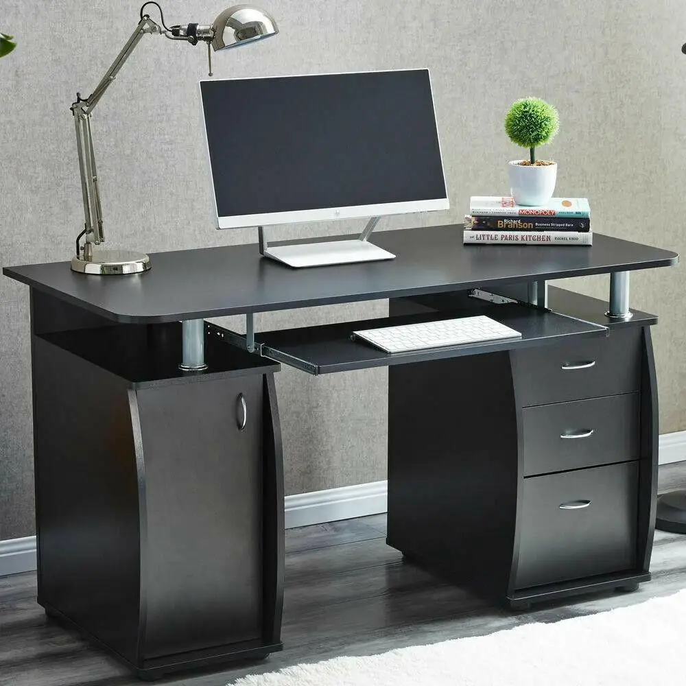 Laptop desk, home office study furniture with 3 drawers