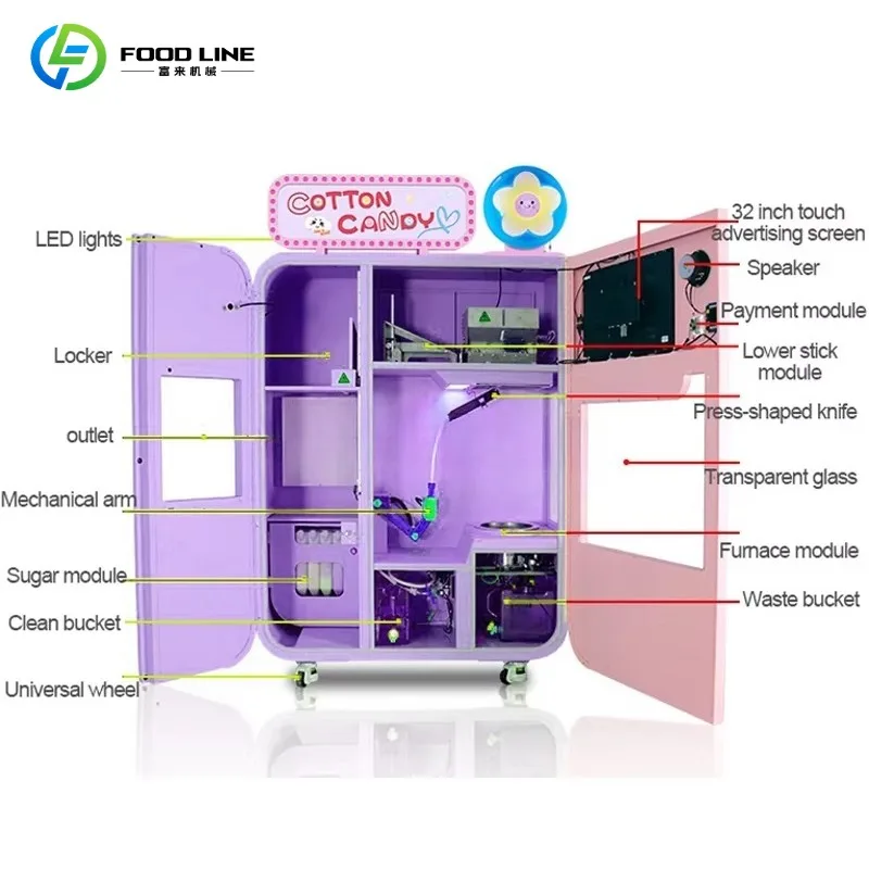 Customize ODM Fully Automatic Cotton Candy Machine Commercial Catering Make Money Cotton Candy Machine for Business