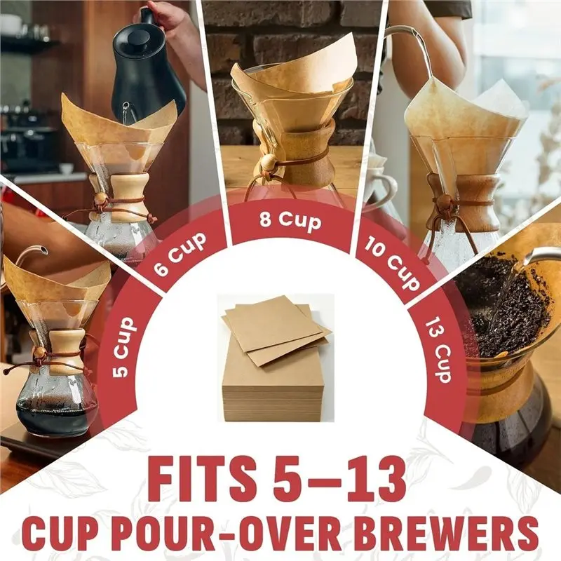 N96R Pre-Filled 100-Pack Unbleached Cone Coffee Filters,Paper For Pure Flavor, Works For Chemex Pour-Over Machines Maker