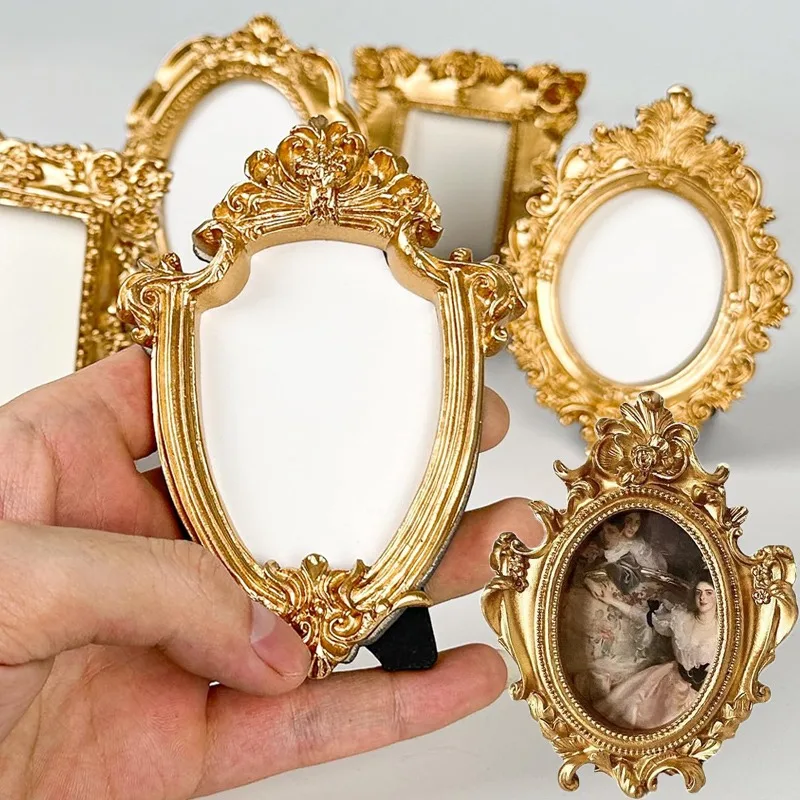 5/20pcs Miniature Picture Frame Decoration Vintage Wall Hanging Scrapbooking Resin Photoes Frame DIY Display Desktop Ornaments