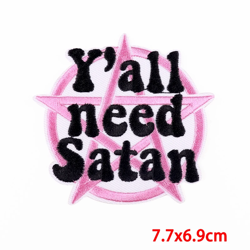 Jesus Cross Patch Satan Iron On Patches For Clothing Thermoadhesive Patches Embroidery Cartoon Animlas Patches DIY Badge