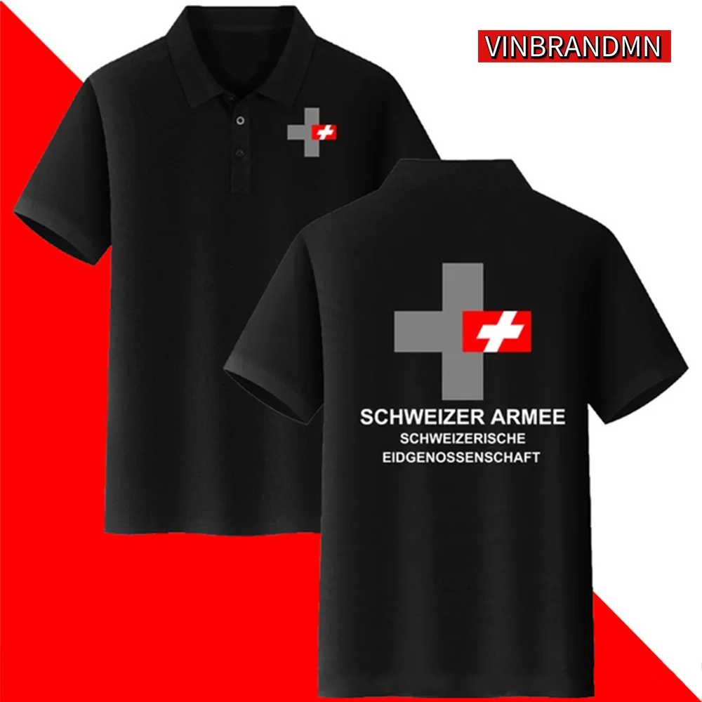 Army Swiss Confederation Switzerland CHE CH Confoederatio Helvetica Polo Shirt Men Tactical Military Polo Shirts Business Shirts