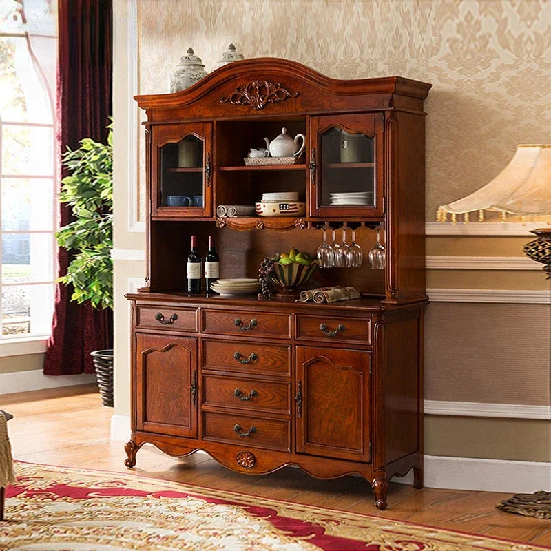 American Style Sideboard Cabinet Solid Wood Locker Simple Tea Cabinet Cupboard European Style Wine Cabinet Living Room