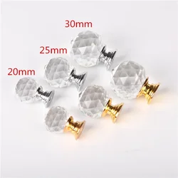 20mm 30mm 40mm 50mm kryształ w kształcie kuli krystalicznie czyste szkło gałki szuflada do szafki Pull szafki kuchenne uchwyty do szaf sprzętu