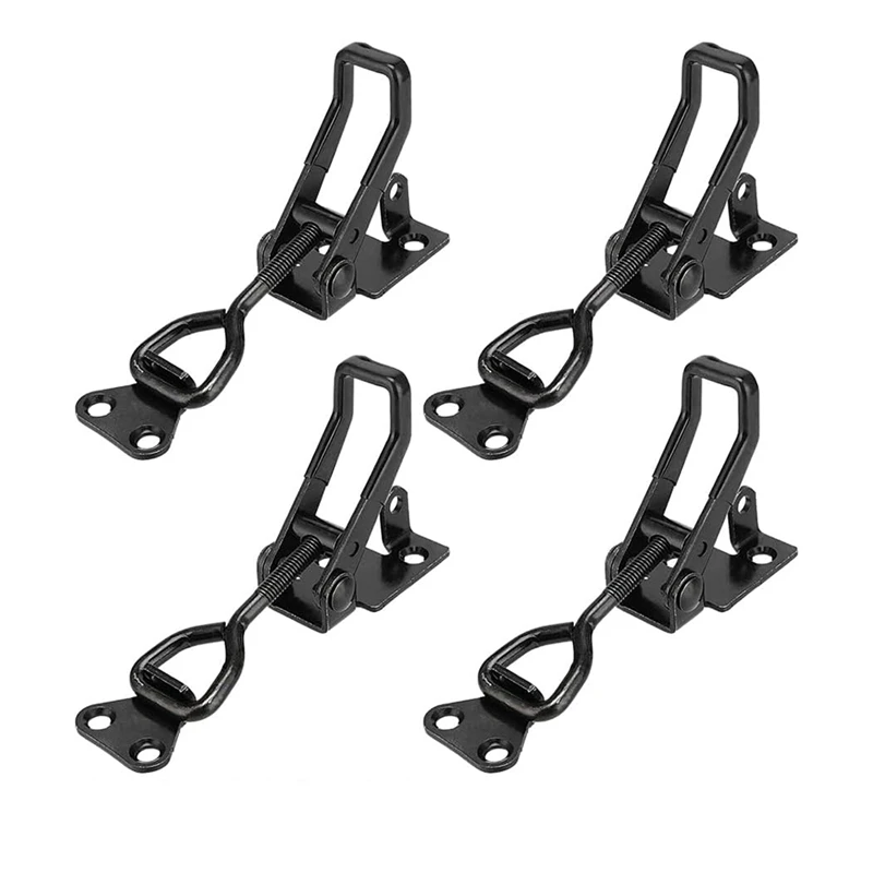 4Pack Heavy Duty Toggle Clamp Latch,4003 Style 300Kg Capacity Pull Clamp Black Adjustable Quick Release Hasp Clamps