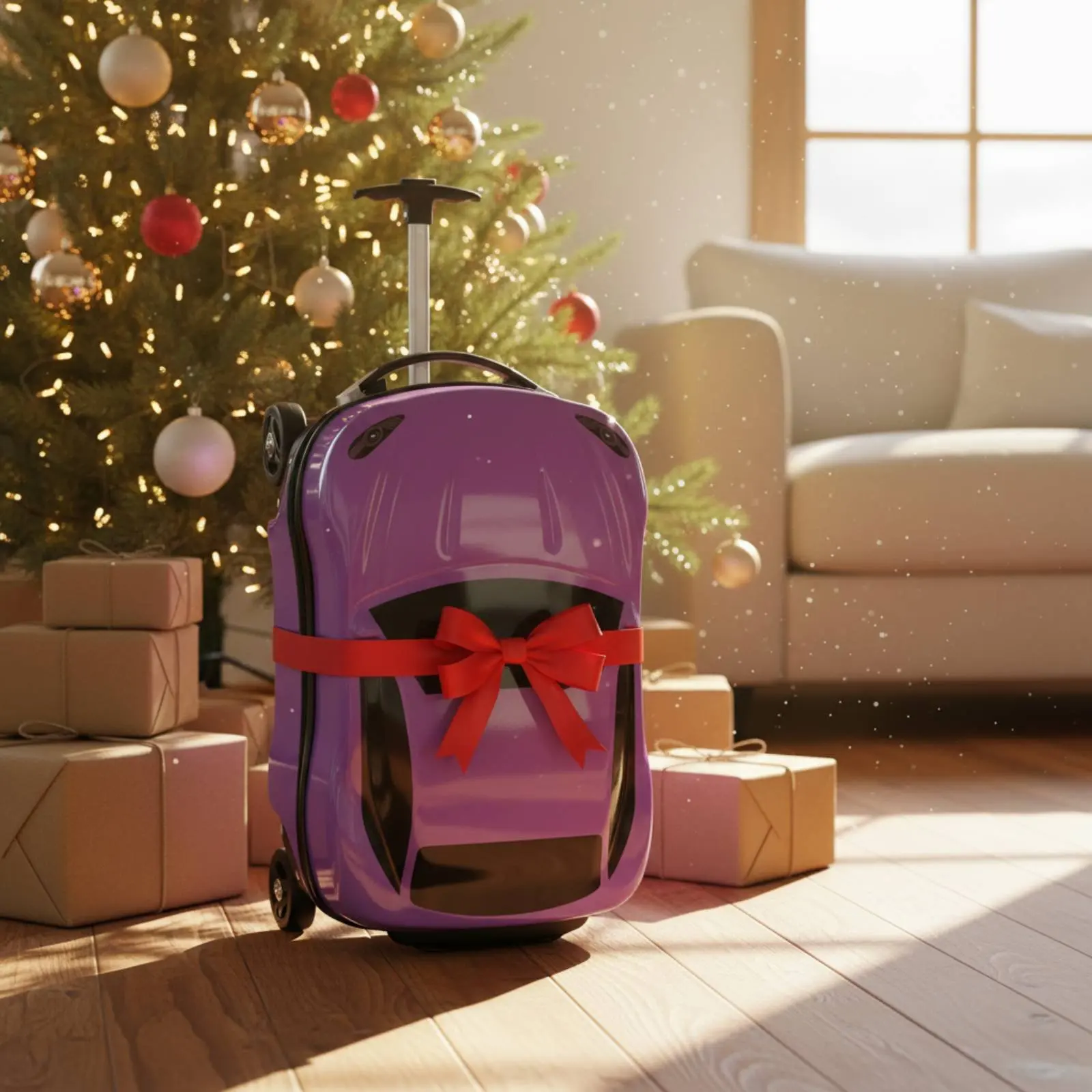 Kids Car Shaped Luggage Telescopic Handle Kids Sit-on Suitcase Three-Dimensional Cartoon Car Suitcase Lightweight view 2