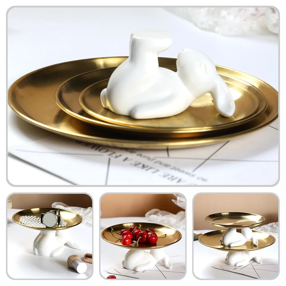 

Serving Tray Rabbit Motif Decorative Bread Plate Snack Fruit Storage Plate Bathroom Food Tray Kitchen Tableware
