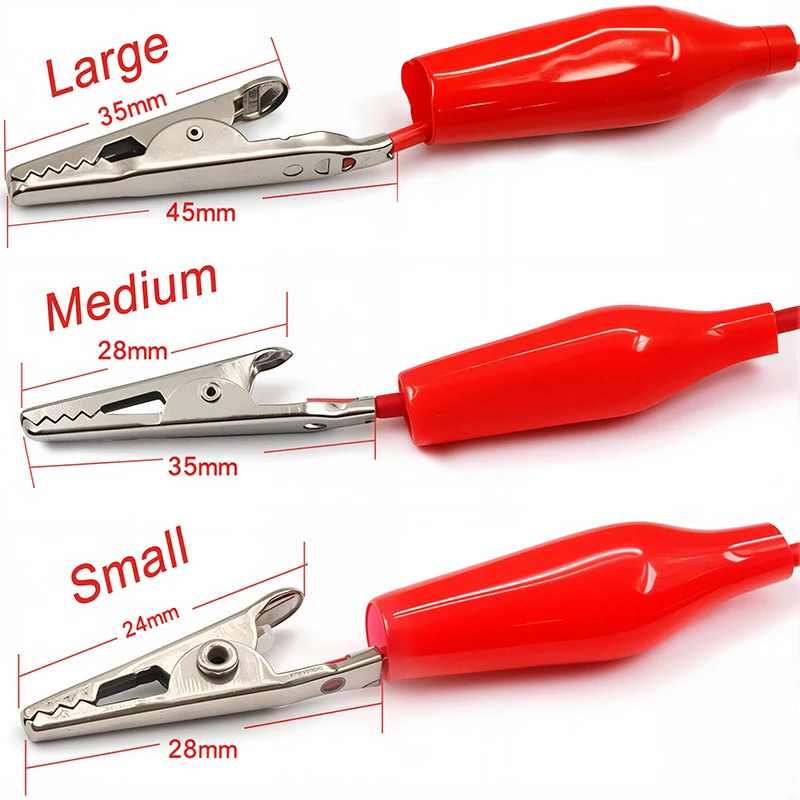 10pcs 50cm Colorful Alligator Clips Electric DIY Small Battery Power Cord Sheath Double Head Test Clamp 28mm 35mm 45mm