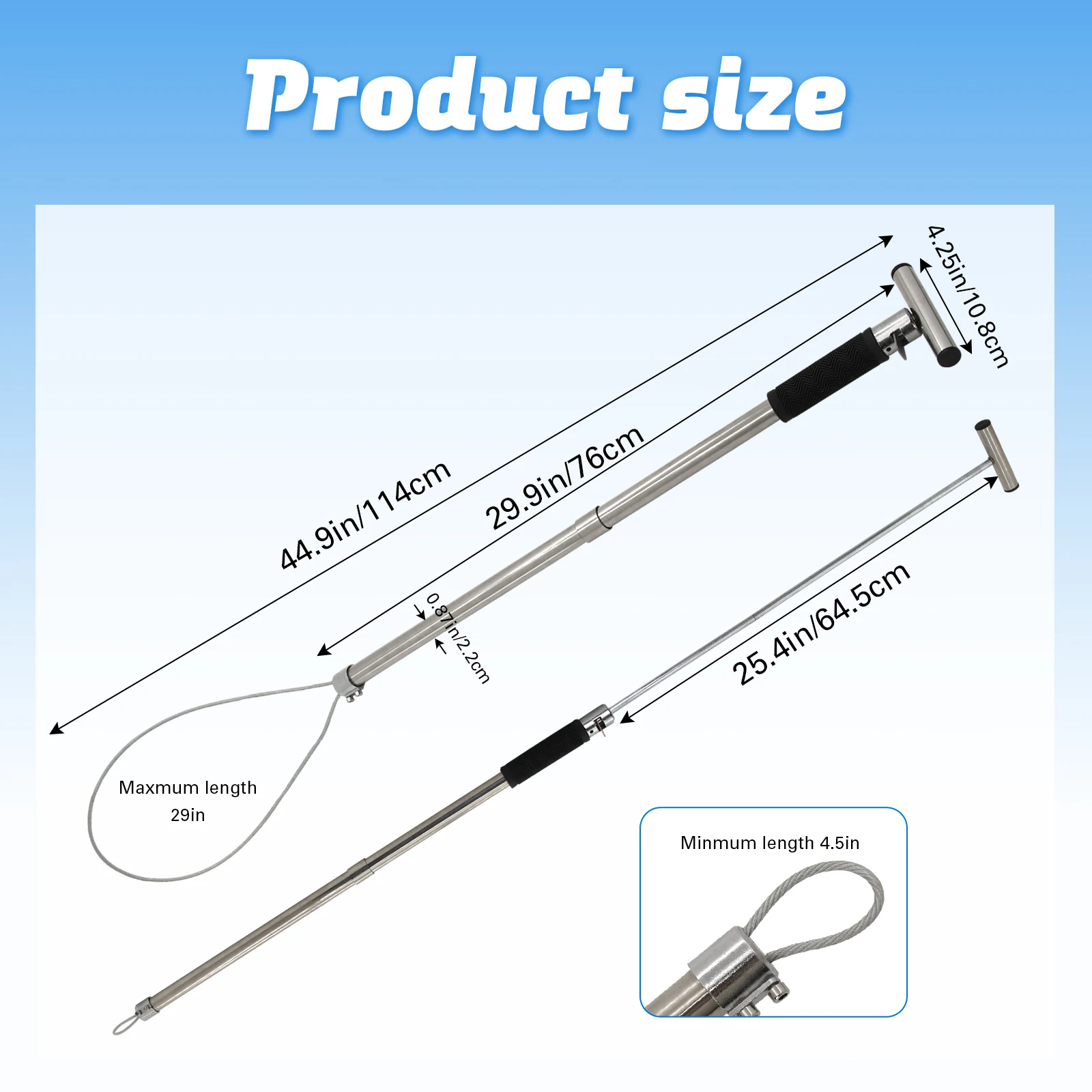 1 قطعة الفولاذ المقاوم للصدأ T-نوع خنزير الماسك القطب ، سلك حبل الثقيلة الحيوان الصيد لاسو مع مقبض لمط ، للماشية المزرعة #3