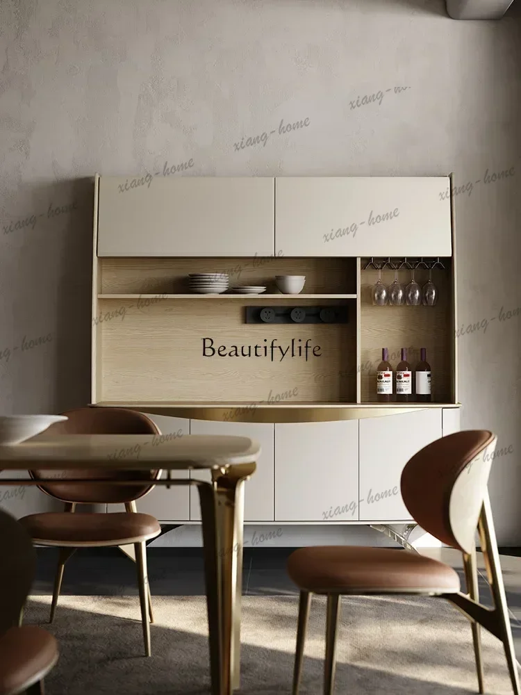 Customizable Solid Wood Dining Side Cabinet Dining Room Series Furniture Italian Ash Wood Wine Cabinet Living Room Against Th