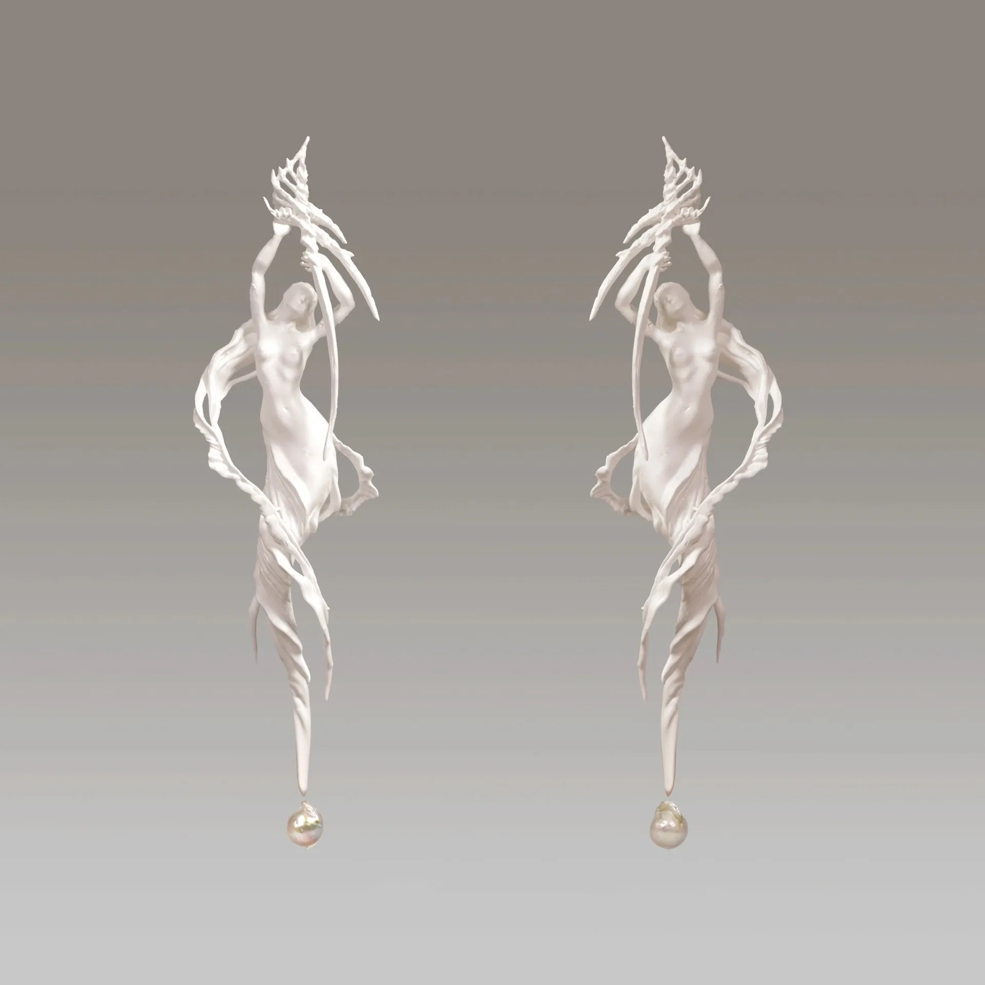 European and American Style Fashionable and Exotic White Bone Beautiful Women with Long Inlaid Imitation Pearl Earrings Gifts