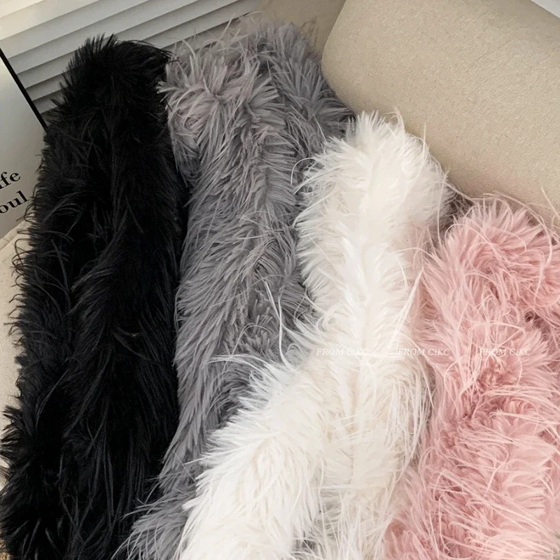 Korean Designer Fluffy Thick Scarf Women Fashionable Plush Long Strip Scarf Luxury Imitation Mink Fur Y2K Girl Scarf for Warm