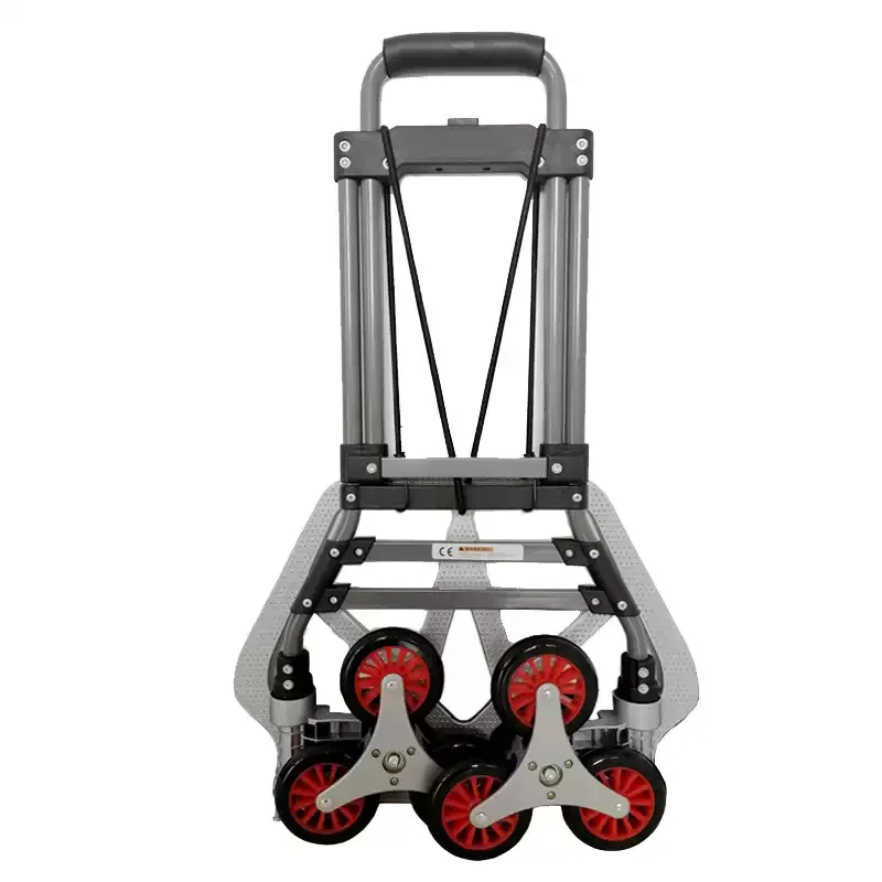 Folding Stair Cart With Wheels Portable Folding Trailer Aluminum Alloy Trolley Home Lightweight Climbing Travel Folded Trolley