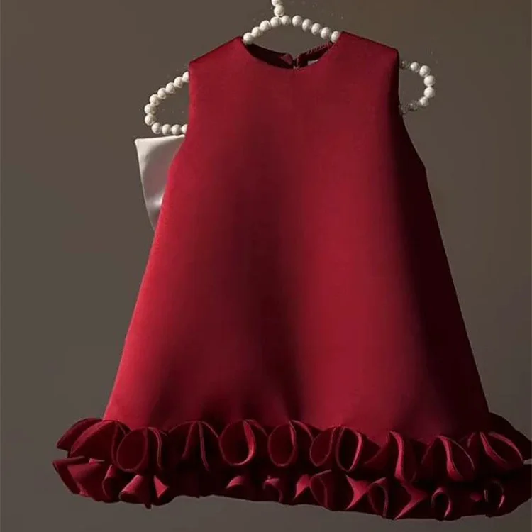 Girls Dress Autumn and Winter New Item Childrens Sweet Bow High End Princess Dress Girls Vest Dress