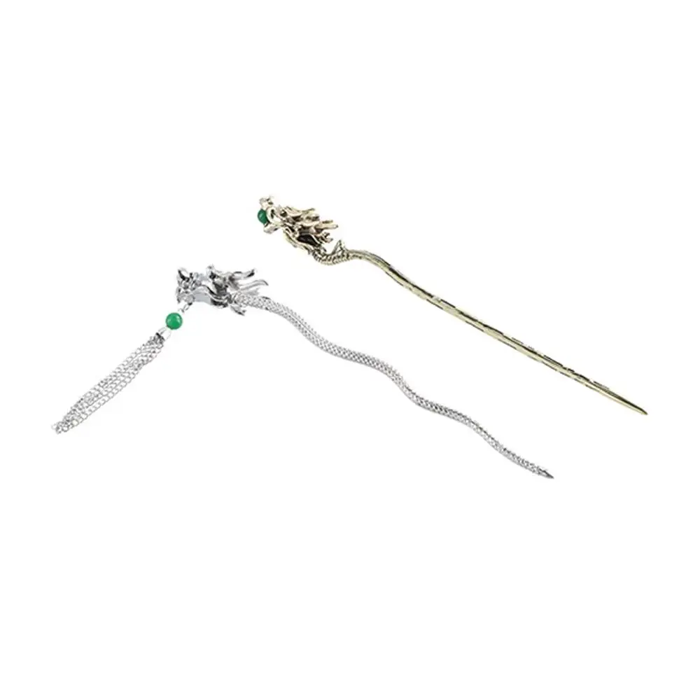 Beaded Dragon Hair Stick Wave Shape Headwear Hanfu Tassel Hairpin Hair Fork Hair Accessories Chinese Style Hair Clip Hanfu