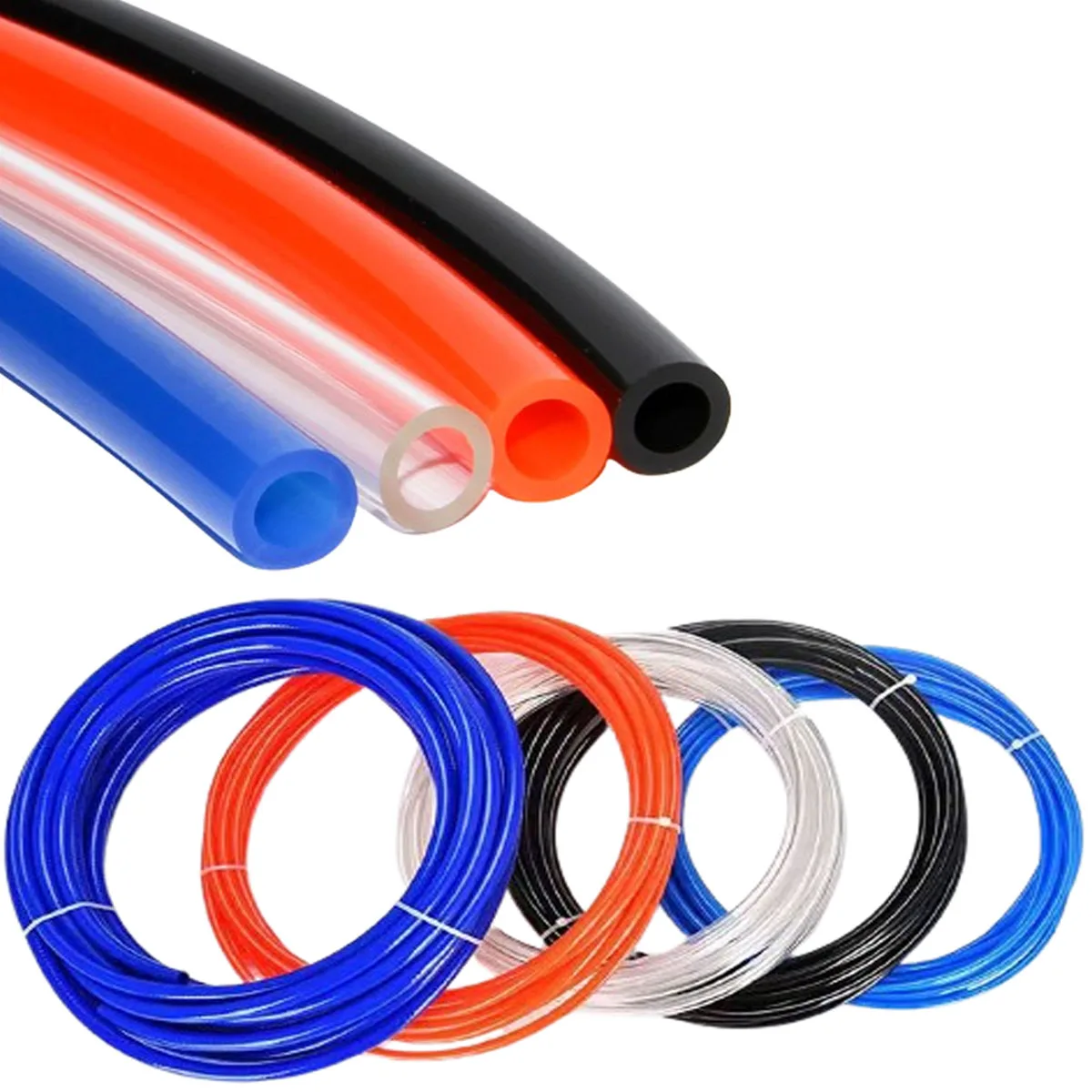 Pu Pipe Air Tube Compressor Polyurethane Flexible Tubing Pneumatic Tube Hose Air Chemical Fuel Oil CLear Blue Orange Black