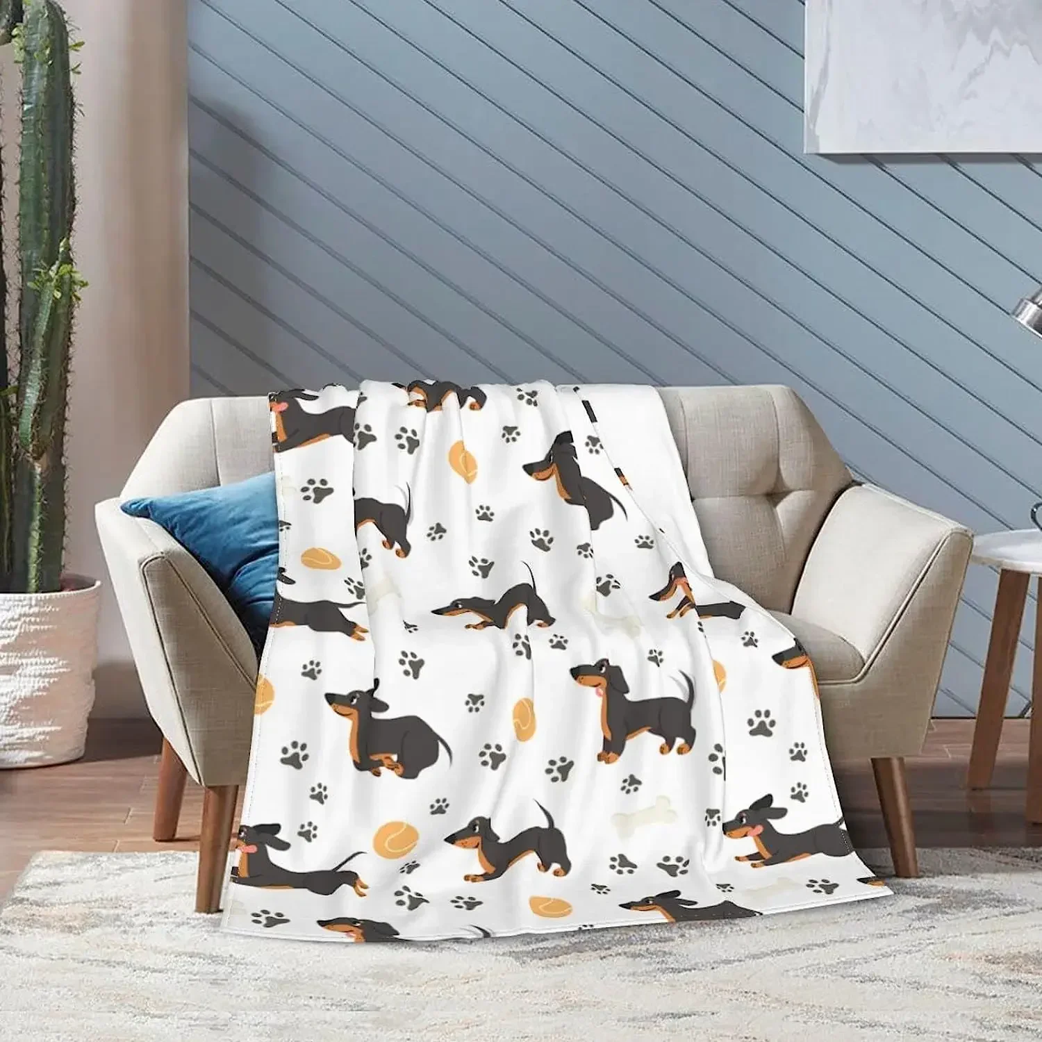 Dachshund Throw Blanket Soft Fleece Blankets Plush Comfy Microfiber Throws Decor for Home Bed Couch Living Room Sofa