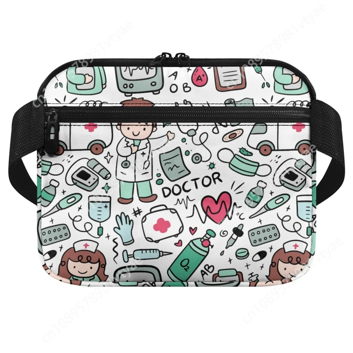 Nursing Multi Compartment Utility Hip Bag Case Medical Doctor Healthcare Print Fashion Fanny Pack Organizer Pouch Waist Pouch