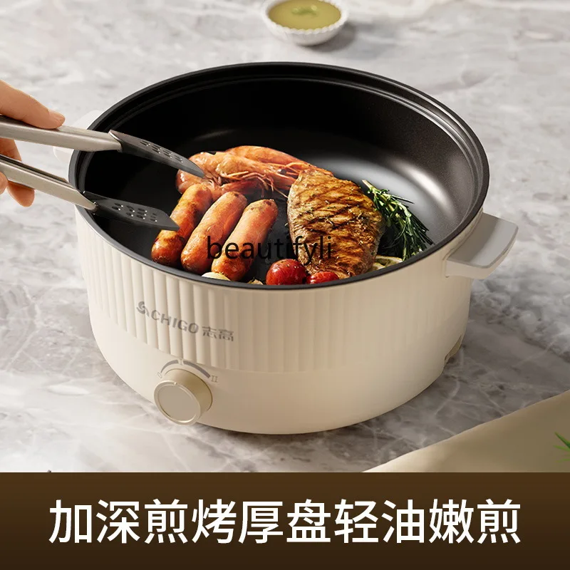 5L huishoudelijke slaapzaal elektrische kookpot met grote capaciteit, geïntegreerde multifunctionele elektrische verwarmingspan voor frituren en koken