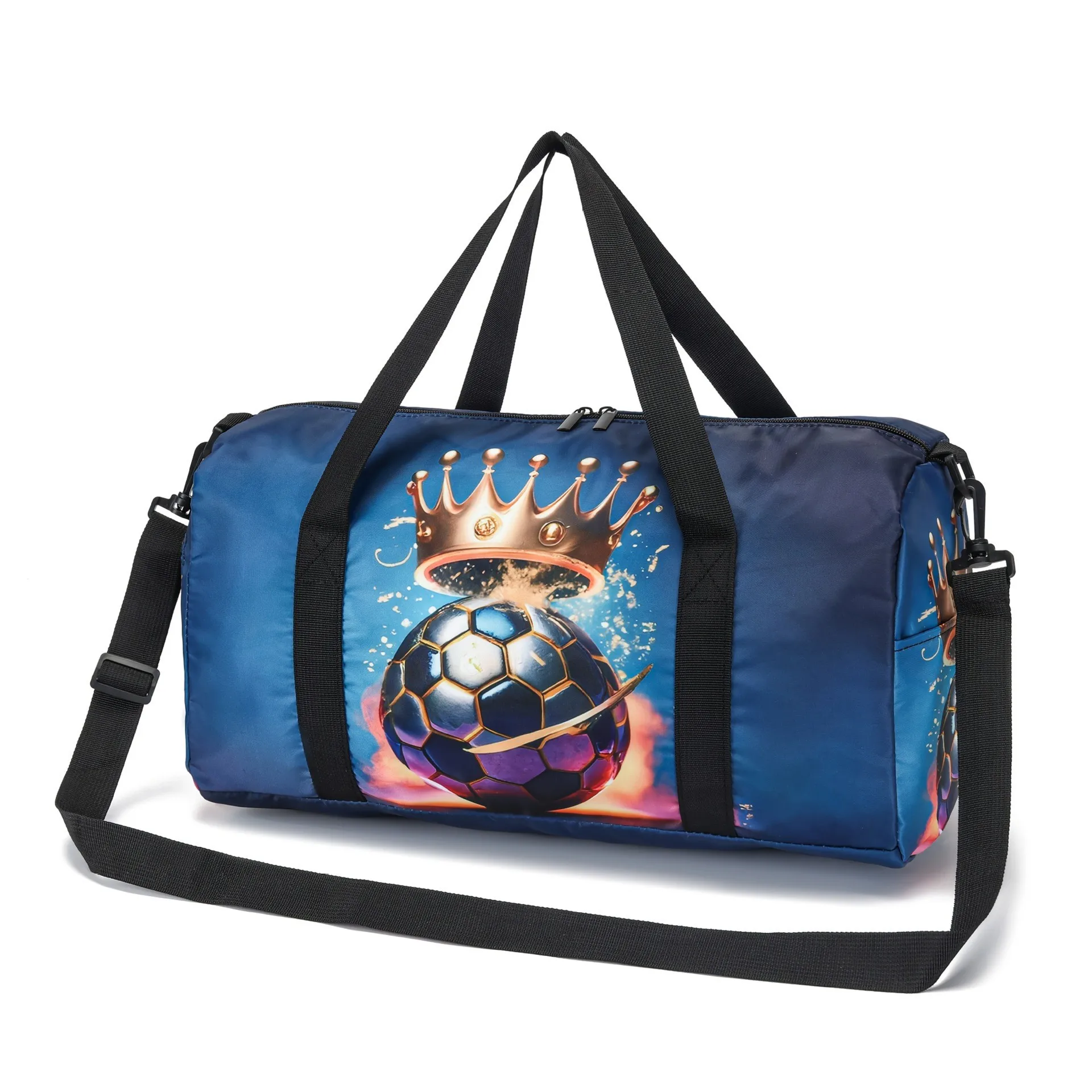 Popular Youthful Trendy Football 3D Print Barrel Shape Crossbody Outdoor Sports Bags Gym Yoga Bag Large Capacity Travel Bags