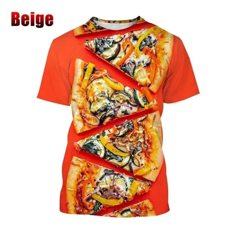 Funny Pizza 3D Printed T Shirts For Men Women Casual Delicious Food Graphic Short Sleeve Harajuku Streetwear Tops Tee Shirt