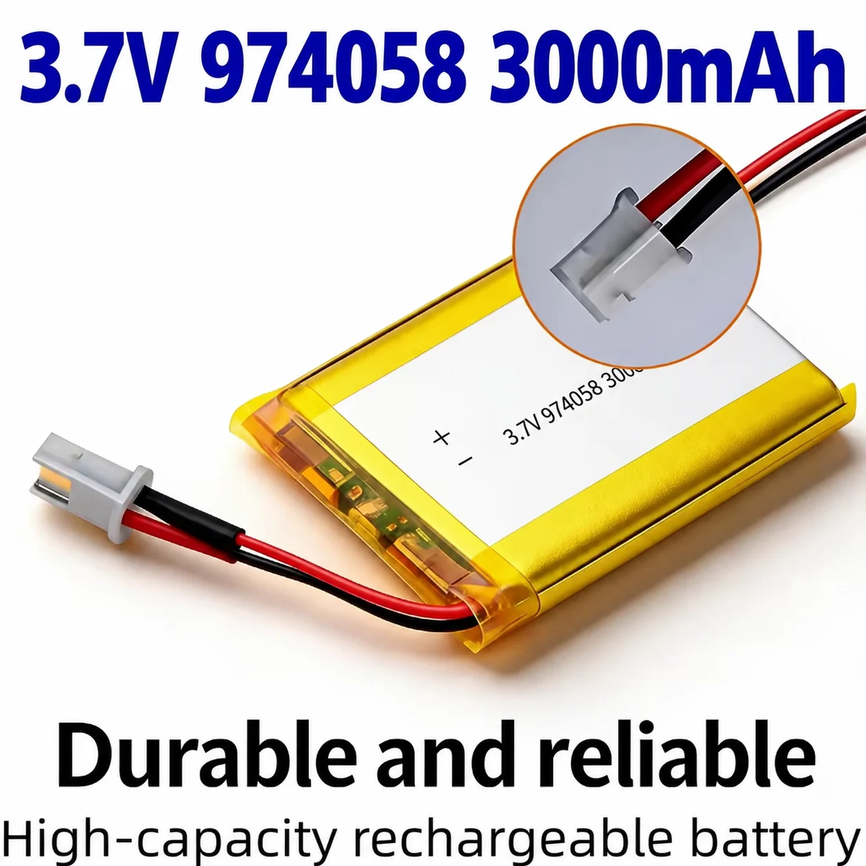 974058 3.7V 3000mAh High Capacity Li-Polymer Rechargeable Battery 4-in-1 Safety Protection Universal Plug-and-Play for Speaker G