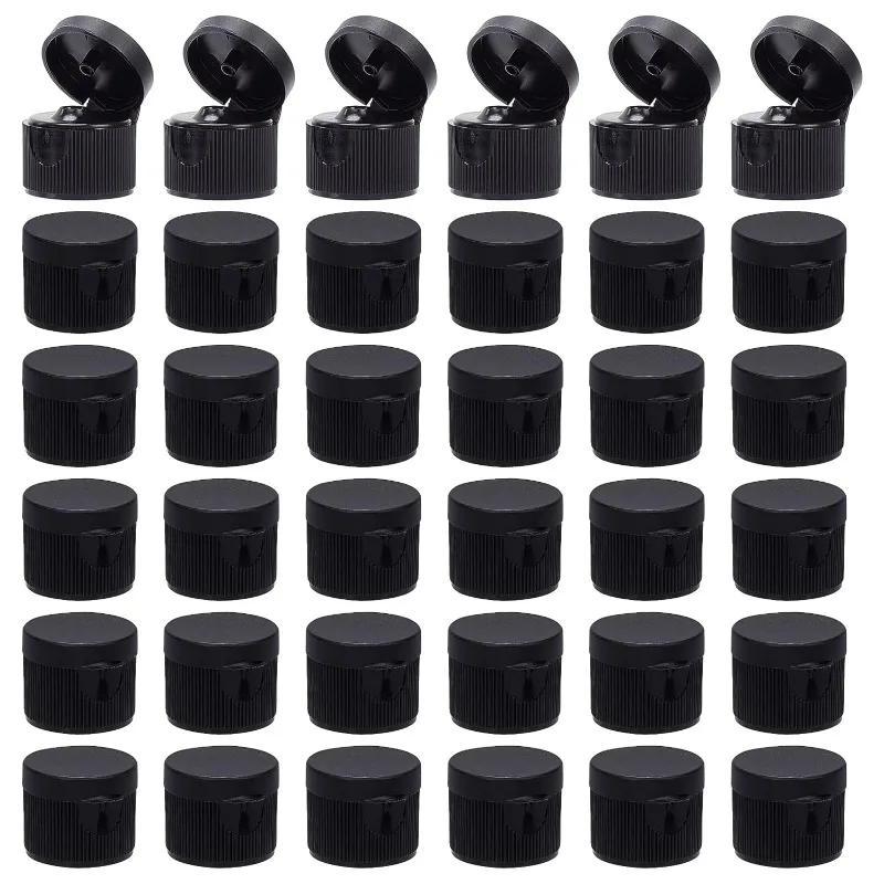 36pcs Black Flip Top Caps with 0.12 inch Orifice Plastic Flip-Open Caps Replacement for Squeeze Bottles Shampoo Moisturizer