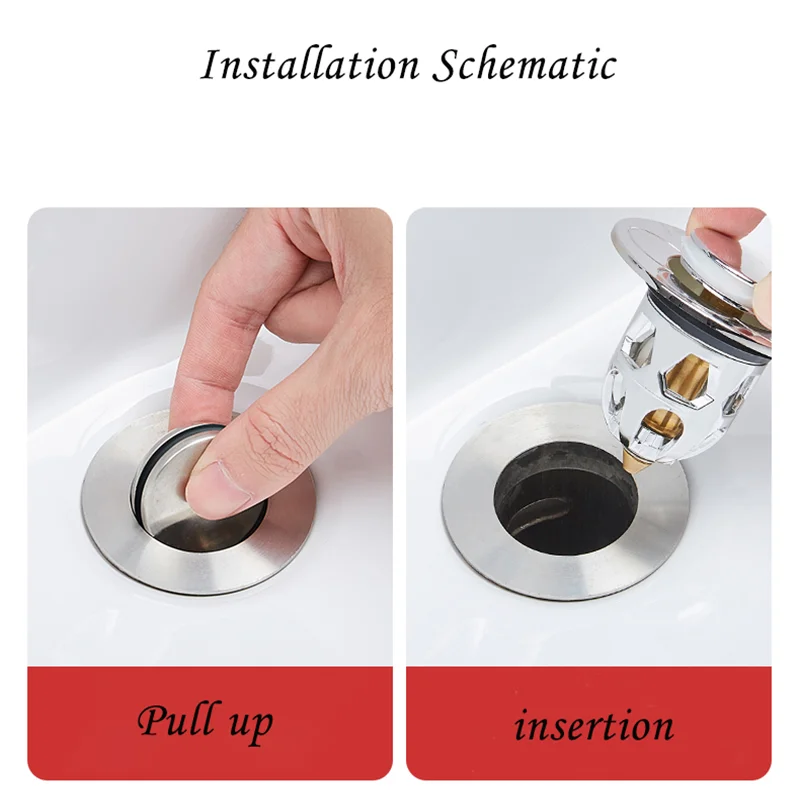 Universal Washbasin Plug Pop up Sink Plug Washbasin Stopper Basin Drain Press Bounce Drain sink cappress Bounce Basin Accessorie