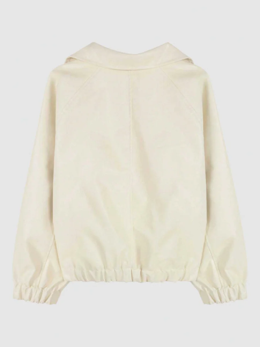 シックな春秋ベージュカラーのバイカージャケット レディースPUレザージャケット ショート丈 アメリカンスタイル バイクジャケット ジッパー開閉