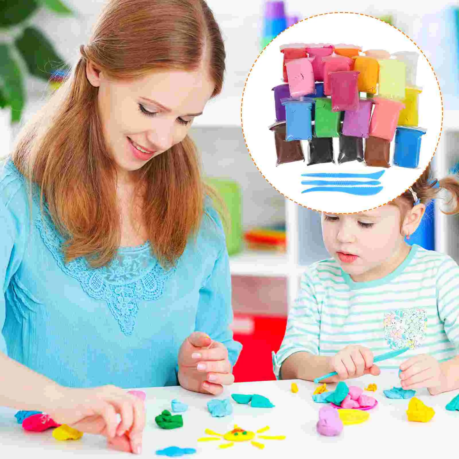 

24 Bags Bake Clay Toy Modelling Polymer White Air Resin DIY Kit Child Sculpting