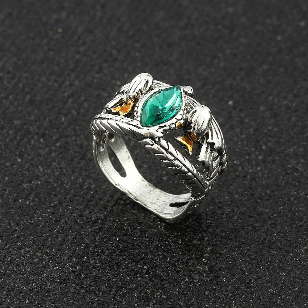 Anillo Señor de Barahir, Aragorn, Gondor, Anillos de Cristal Verde, Creatividad Cosplay, Joyería de Personalidad, Regalos para Hombres