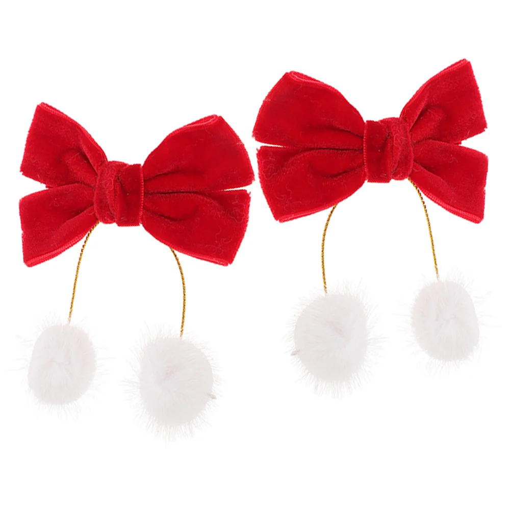 2 pinzas para el pelo de seda para niños, accesorios para lazos para el pelo con borlas, bolas peludas, lazo para cumpleaños, Navidad, lazos de boda para niñas