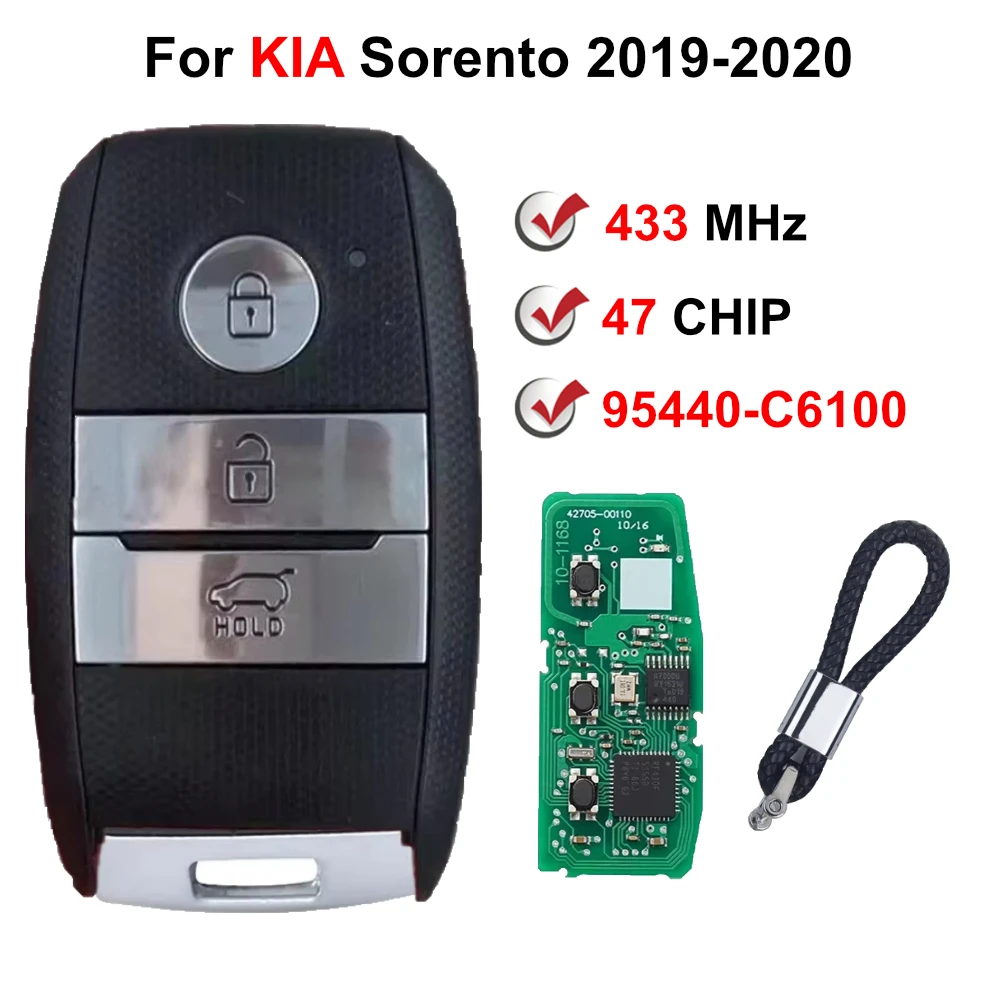 95440-C6100 5074A-FOB4F06 TQ8-FOB-4F06 433MHz NCF2951X 47 Chip Keyless Smart Car Key For Kia Sorento 2019 2020