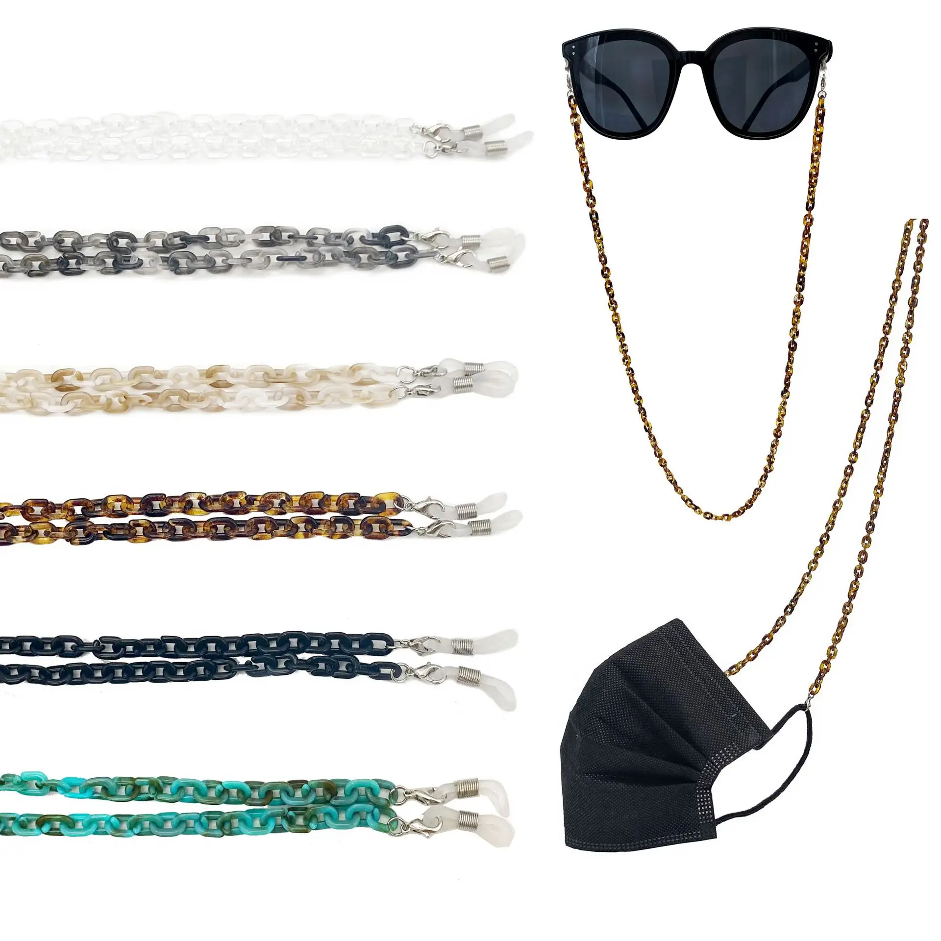 6mm Thin Acrylic Chain, Imitation Acrylic Material, Dual-Purpose Mask and Glasses Lanyard, High-Transparency Spray-Painted Glasses Chain