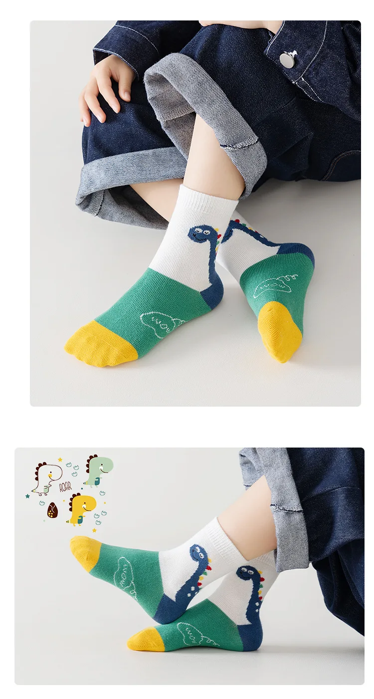 5 Paar Kinder-Crew-Socken für Frühling und Sommer, Sportsocken für Jungen, rutschfeste Socken – Detail 6