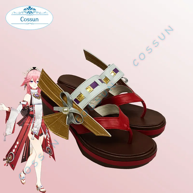 

Genshin Impact Yae Raiden Shogun Yoimiya Gorou Sayu Cosplay Shoes Carnival Party Role Play Accessories Props High Heels Geta