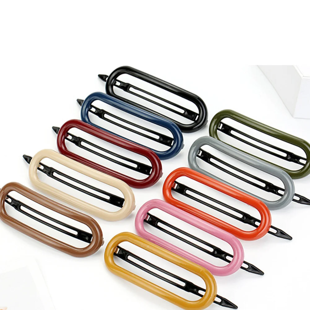 

10pcs Elliptical Plastic Hairpin For Women Fashion Clip Solid Color Design Hairpins Barrettes Hair Clip Hair Styling Tool