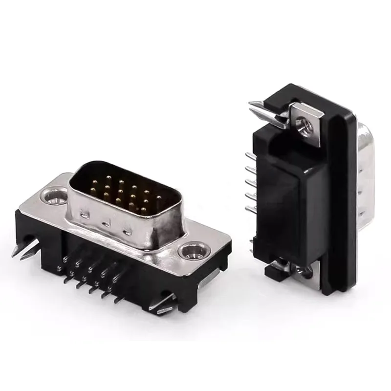 3-row DB15P-3.08 Male 90-degree elbow 15-pin socket VGA serial port Three rows of vinyl male welded plugs