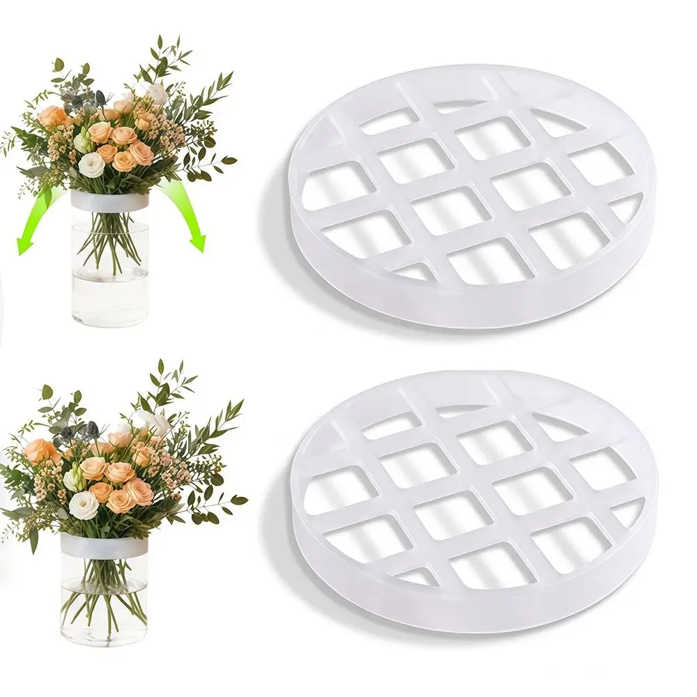 1/2Pcs Silicone Silicone Flower Arranging Grid Stretchable Washable Vase Flower Holder Stretchable Structure Translucent