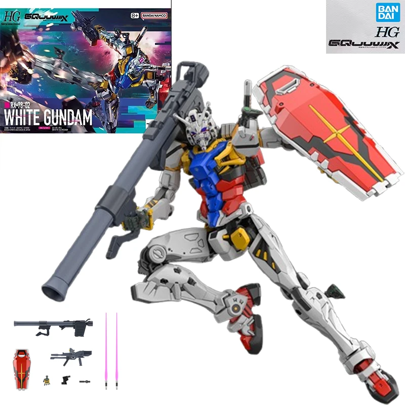 

Оригинальная сборная модель Bandai HG 1/144 GQUUUUUUX RX-78-02 WHITE GUNDAM, фигурки аниме-персонажей, игрушки, подарок для детей, украшения