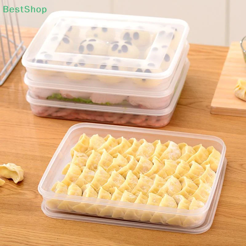 〔Rebecca〕Transparent Quick-frozen Dumpling Box With Lid Refrigerator Fresh-keeping Storage Box