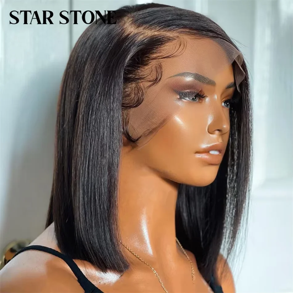 

Straight Short Bob Wig 100% Human Hair Wigs Brazilian Hair Pre Plucked T-part Lace 13x4 Lace Frontal Wigs Human Hair For Women