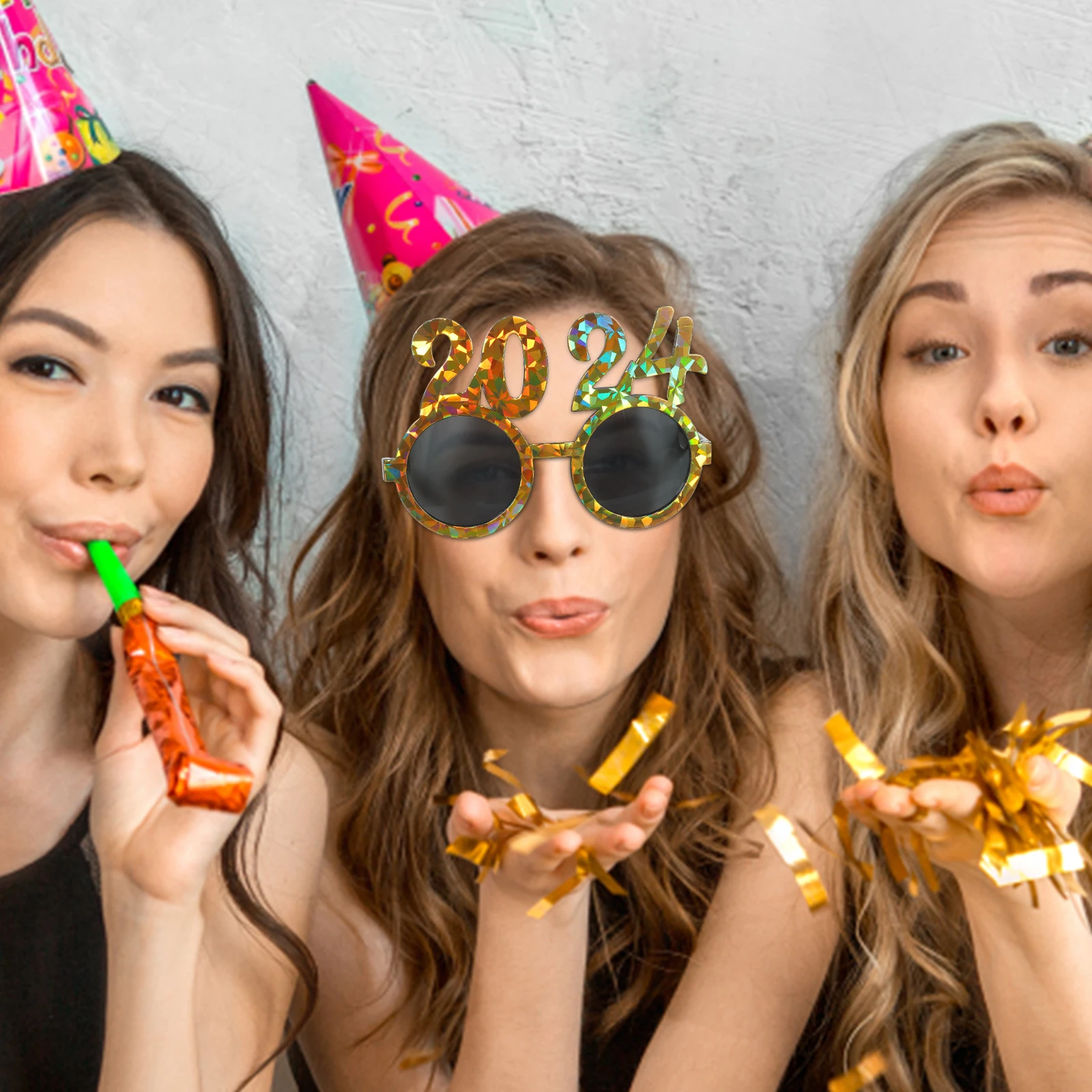 

New Year Funny Dancing Glasses 2024 Blue Party Eyewear Photo Props ABS Lightweight Fun Party Eyeglasses Props Item