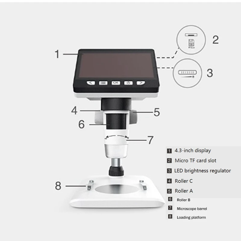 Digitale Microscoop Digitale Microscoop Voor Electronica 1080P 4.3 & Quot Voor Coin Pc Laptop Soldeertool