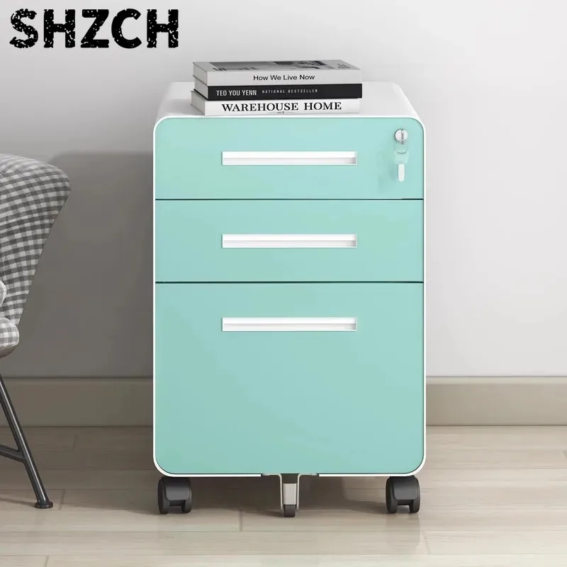 Under Desk Mobile Filing Cabinet with Lock-Steel Storage Drawer Cabinet Office&Home Office Rolling Cart for Documents & Supplies