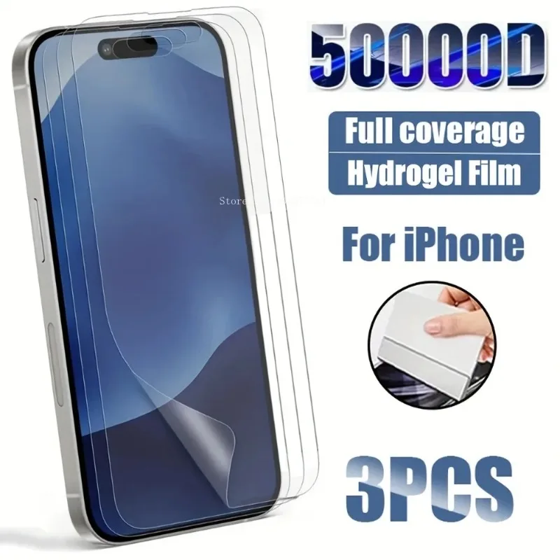 

3Pcs HD Hydrogel Film for IPhone 17 Promax 16 Promax Air 15 14 Plus Full Cover Screen Protector for IPhone Air 12 13 Mini 11 Pro