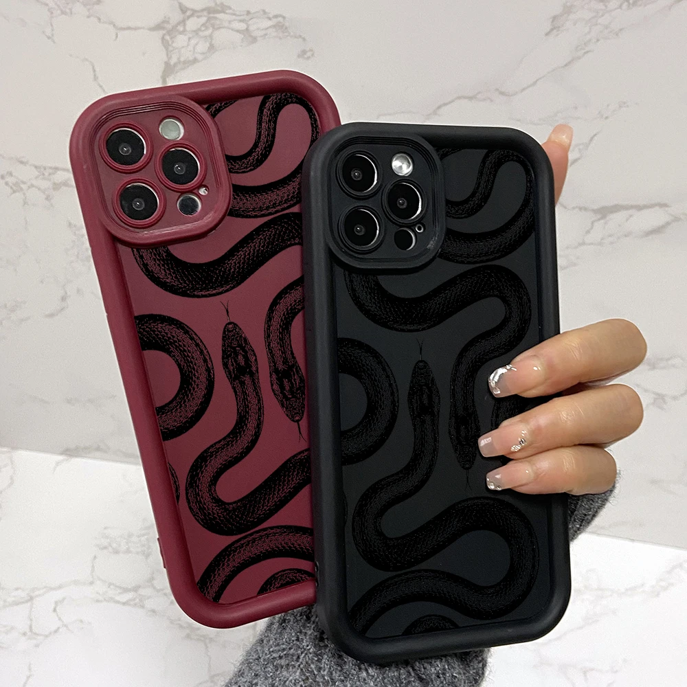 Trend Snake Phone Case for Oppo Realme C67 C65 C63 C55 C53 C35 C33 C31 C21 C20 12 11 8i Pro Plus 4G 5G Soft Ladder Lens Cover