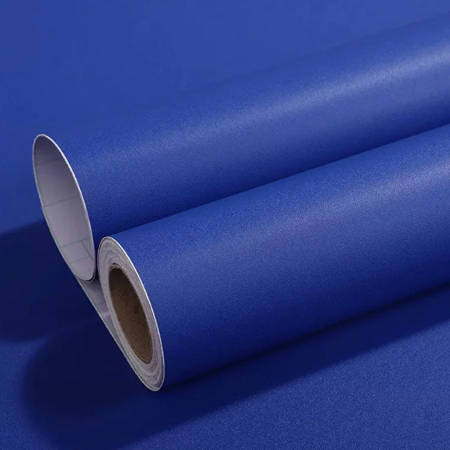 

PVC Dark Blue Wall Sticker Self-Adhesive Solid Color Wallpaper Cabinet Refurbished Matte Film Waterproof Bedroom Room Decoration
