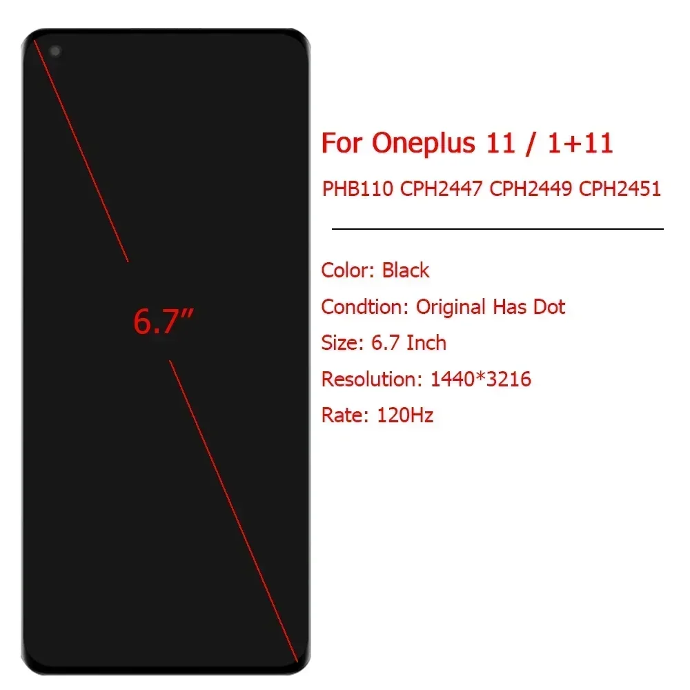 Original For Oneplus 11 LCD Display Touch Screen Assembly 6.7\