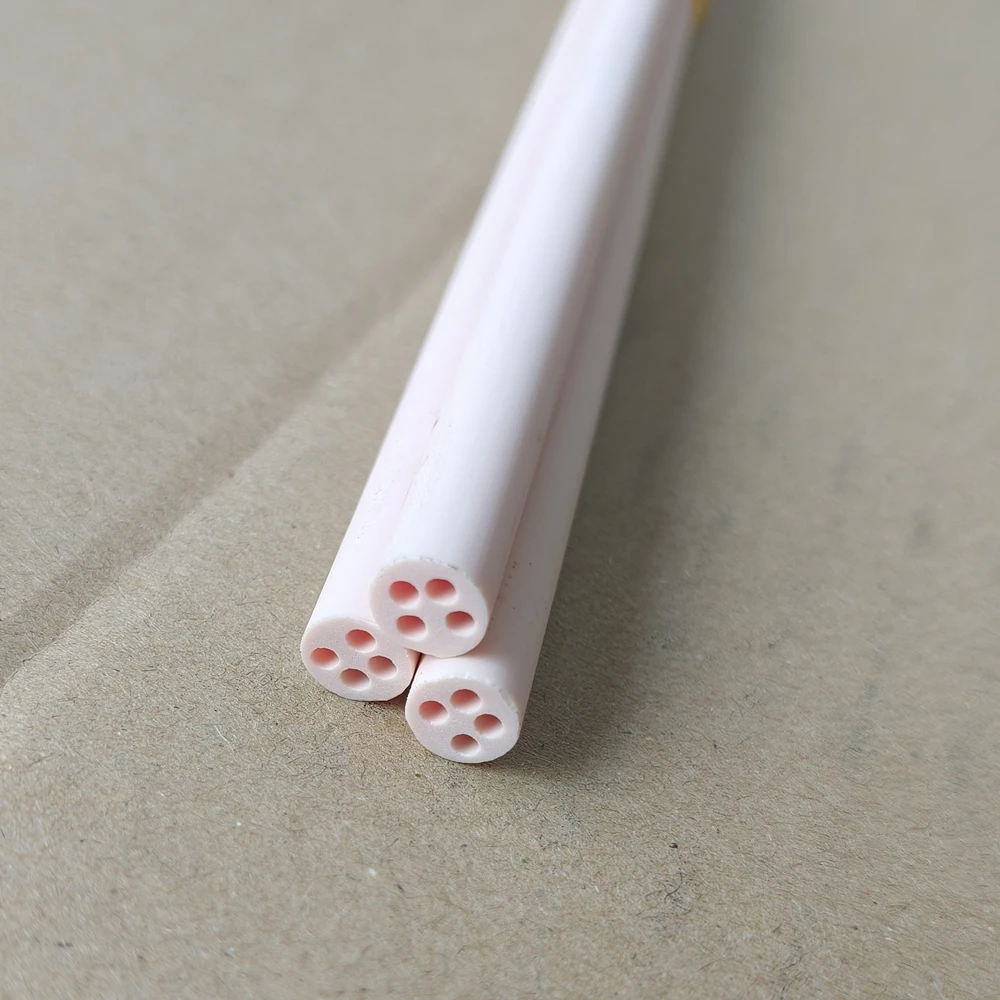 OD8mm Four Hole Ceramic Corundum tube with High Temperature Resistant Double hole ceramic tube length arbitrary cutting